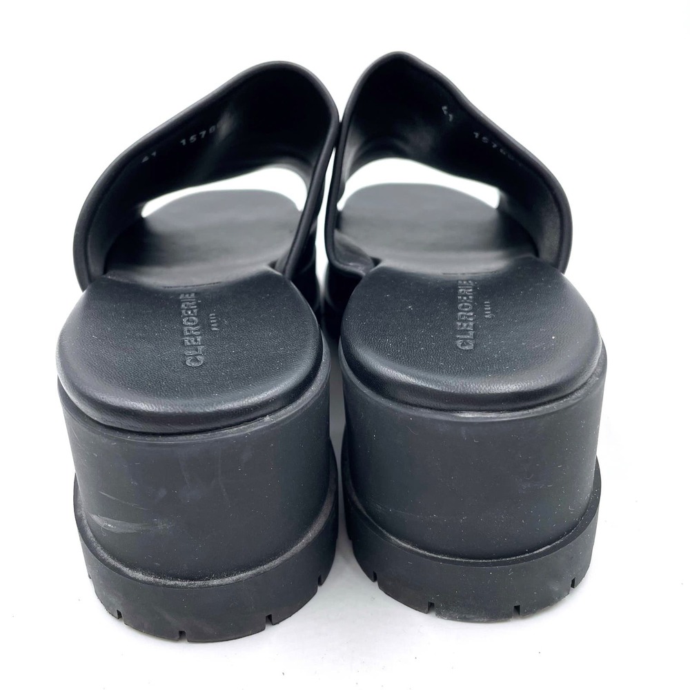 SOLD-Robert Clergerie Wiam Platform Sandals Slides Mules Black Leather - Picture 7 of 10